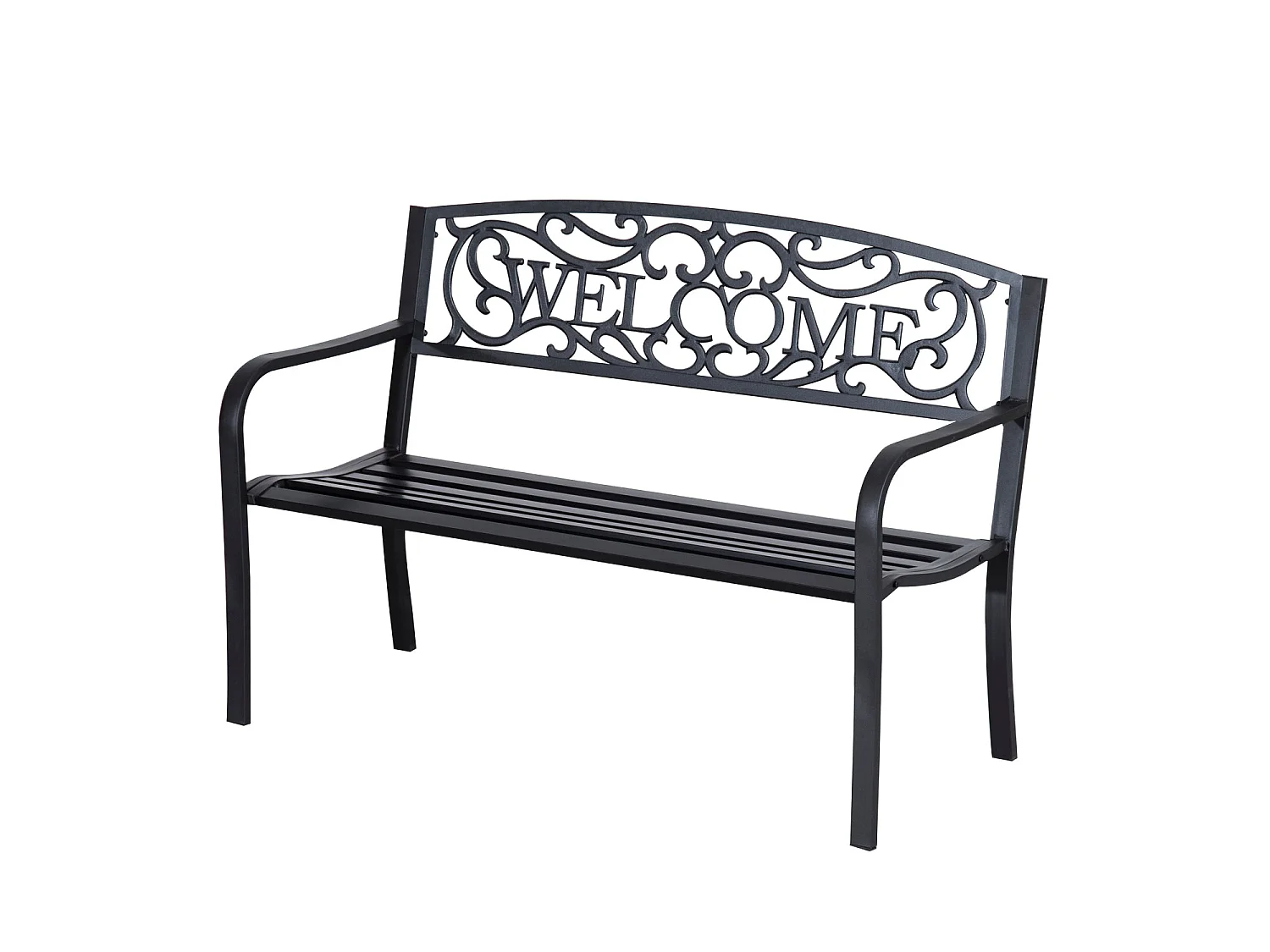 Rolare 126cm Black Steel Two Seater Outdoor Bench
