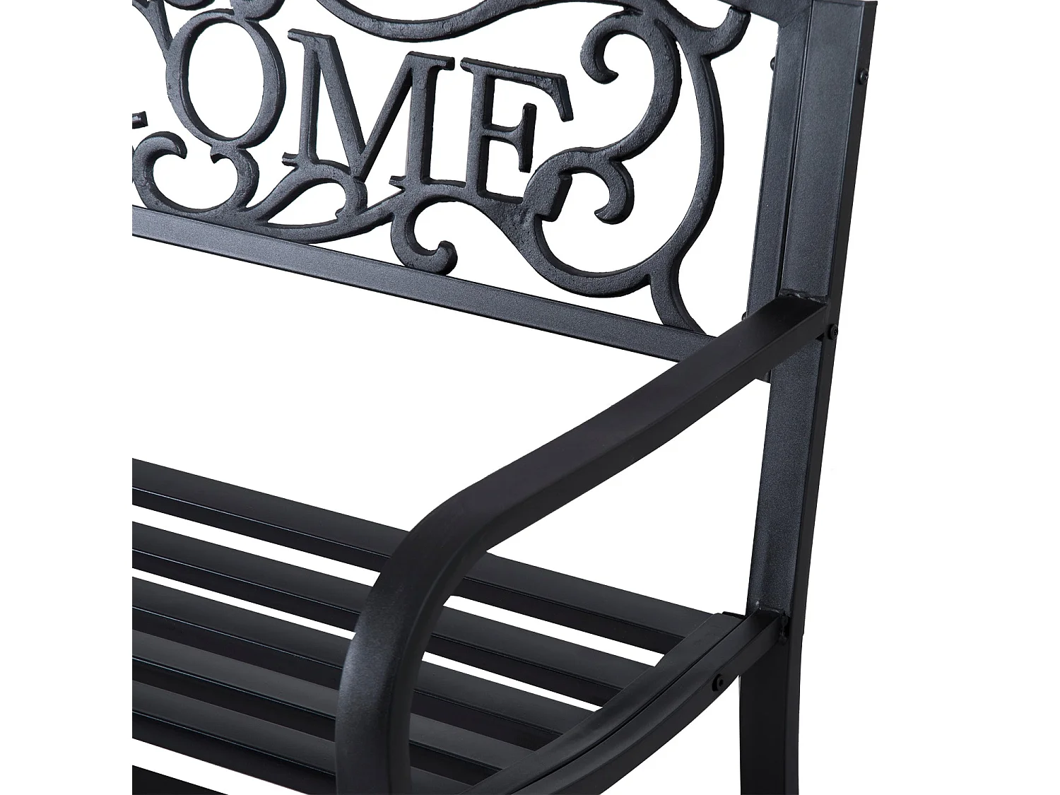 Rolare 126cm Black Steel Two Seater Outdoor Bench