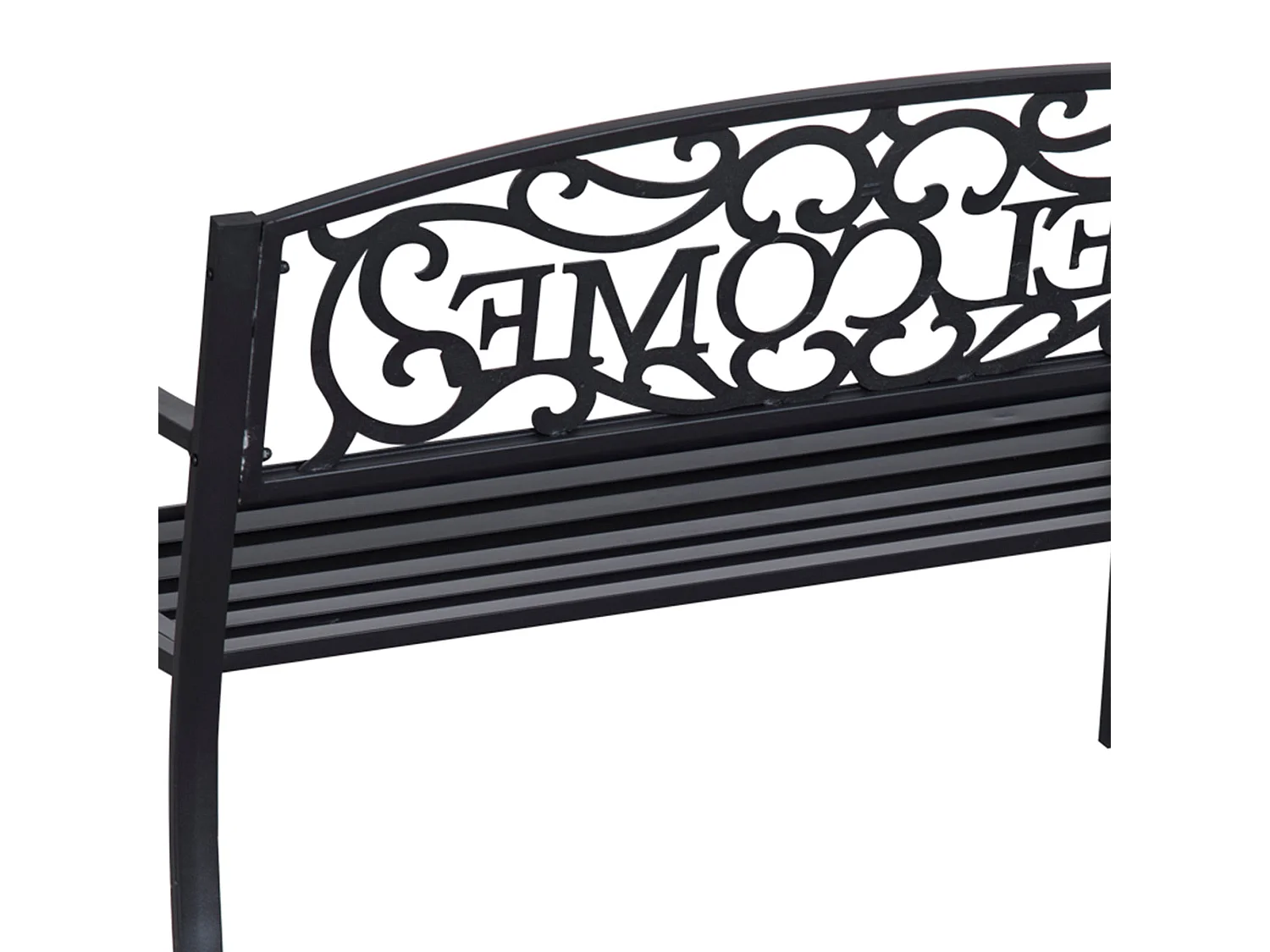 Rolare 126cm Black Steel Two Seater Outdoor Bench