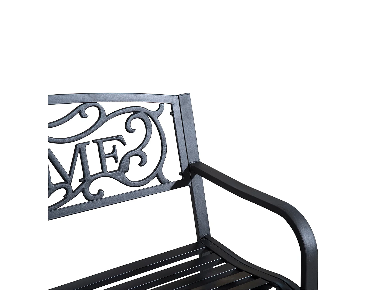 Rolare 126cm Black Steel Two Seater Outdoor Bench