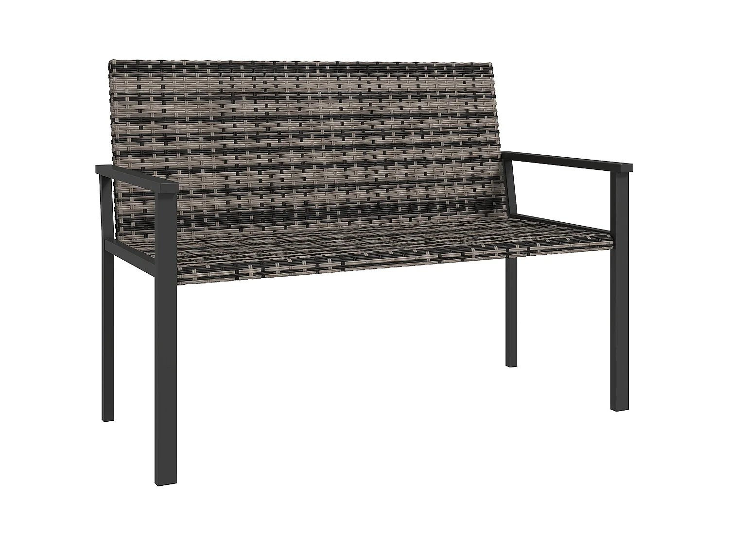Batare 2 Seater Rattan Garden Bench with Armrests Grey