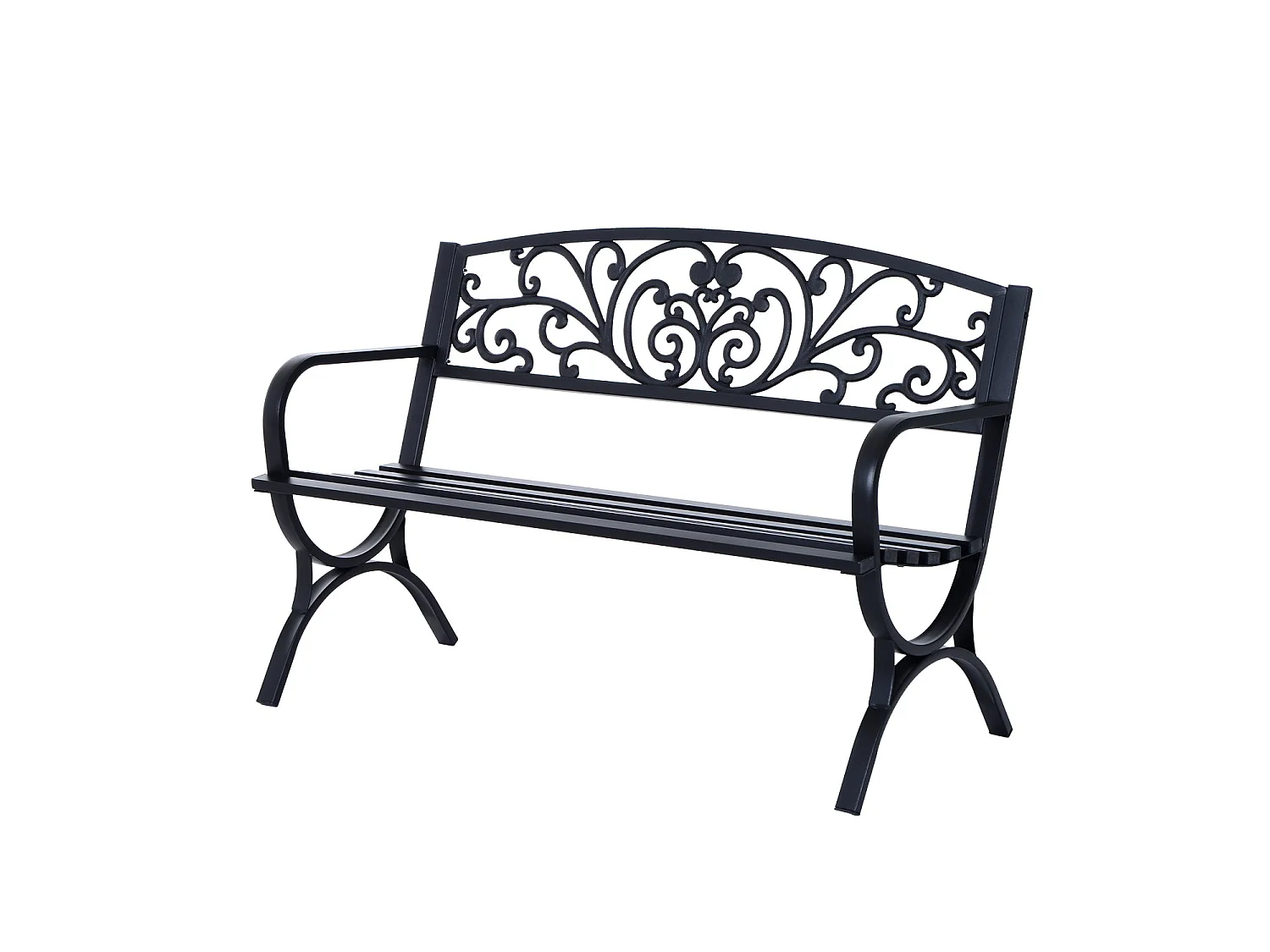 Yota Nile 127cm Powder Coated Steel Garden Bench Black