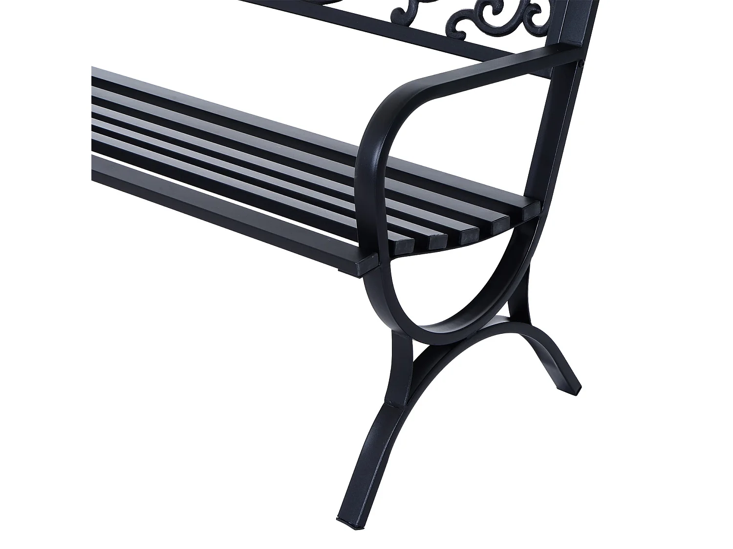 Yota Nile 127cm Powder Coated Steel Garden Bench Black