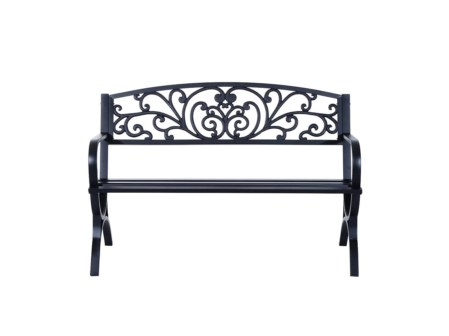 Yota Nile 127cm Powder Coated Steel Garden Bench Black