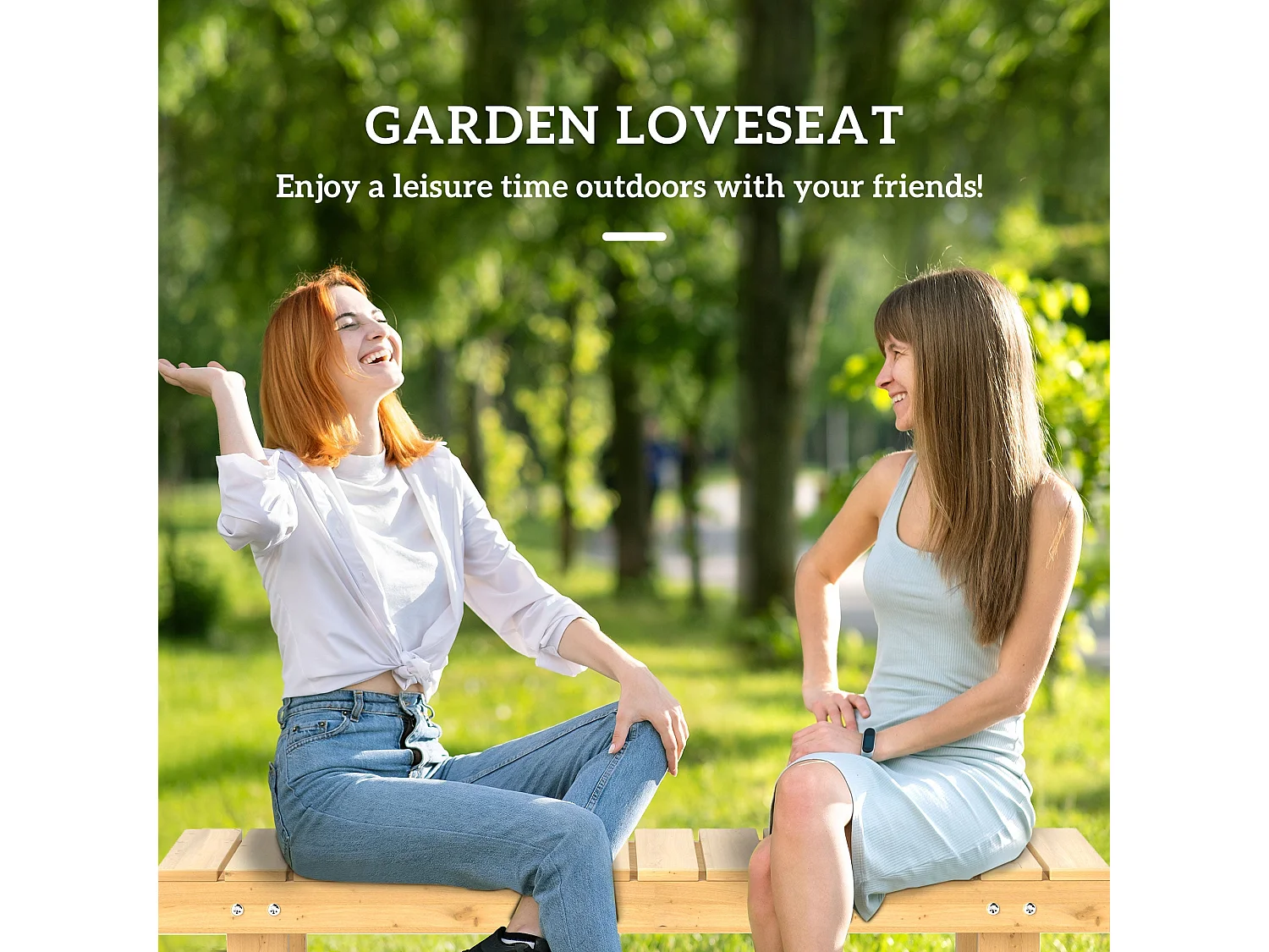 Nika Fir Wood 2 Seater Bench 110 x 38 x 35cm