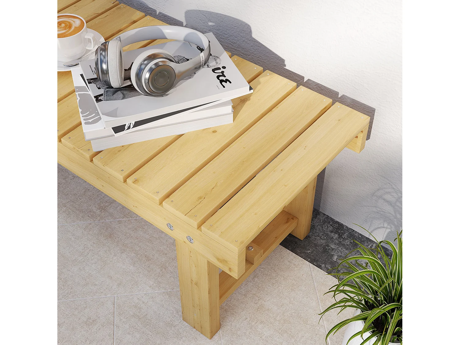 Nika Fir Wood 2 Seater Bench 110 x 38 x 35cm