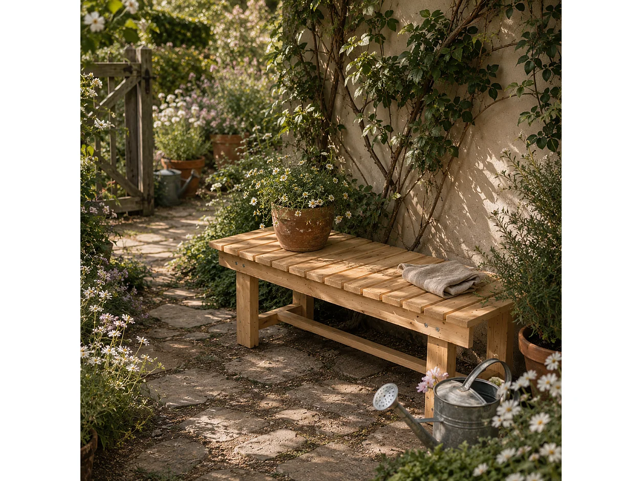 Nika Fir Wood 2 Seater Bench 110 x 38 x 35cm