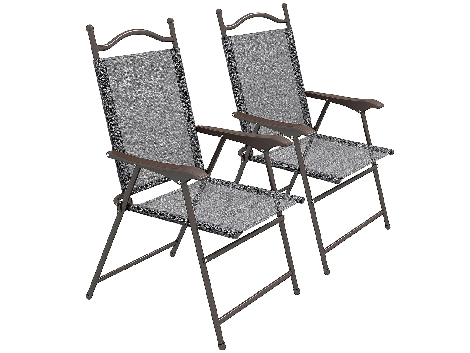 Set of 2 Grey Folding Garden Chairs Metal Frame Mesh Seats