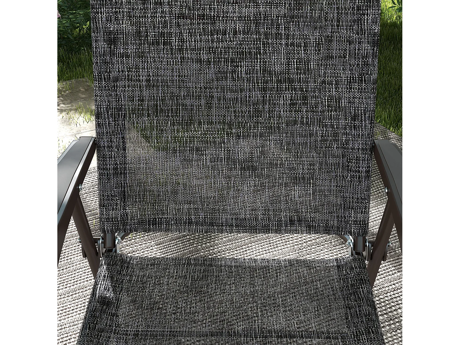 Set of 2 Grey Folding Garden Chairs Metal Frame Mesh Seats