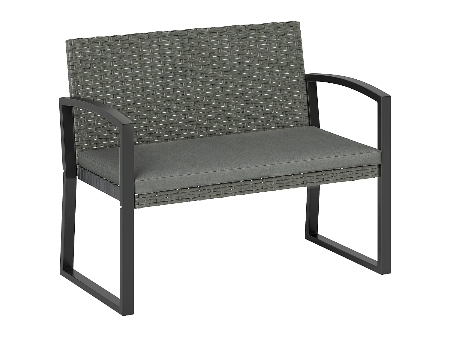Haloka Rattan 2 Seater Outdoor Garden Bench Light Grey