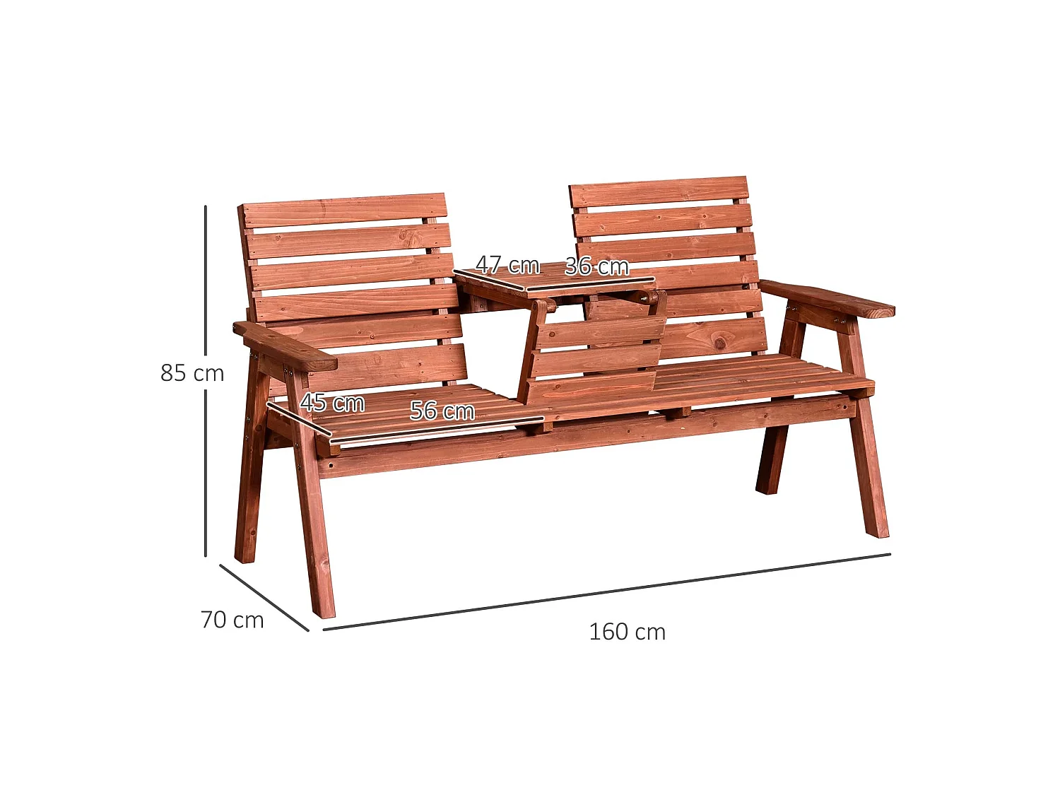 Marutta Fir Wood Convertible Garden Bench Expands 2 to 3 Seats