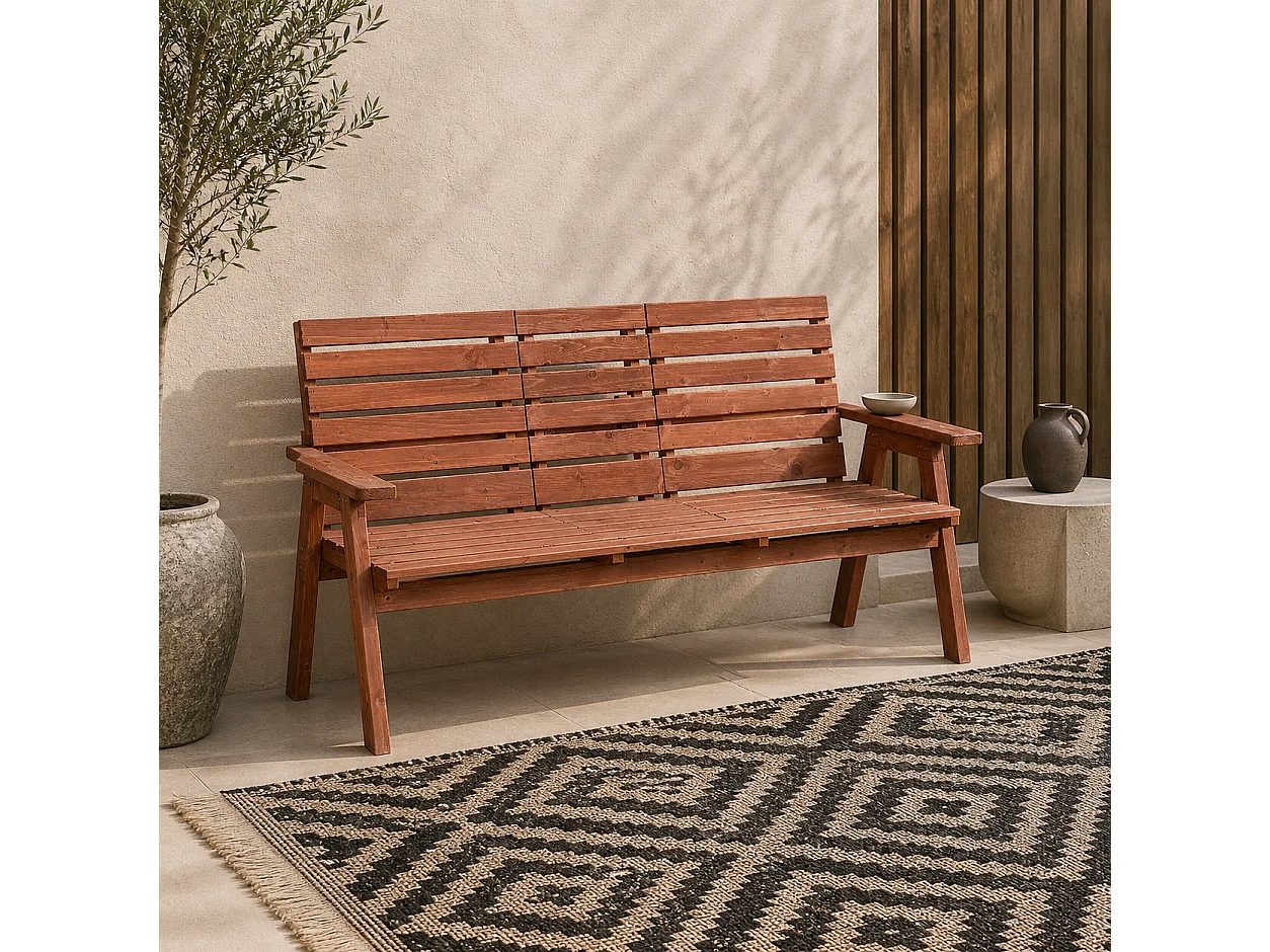 Marutta Fir Wood Convertible Garden Bench Expands 2 to 3 Seats