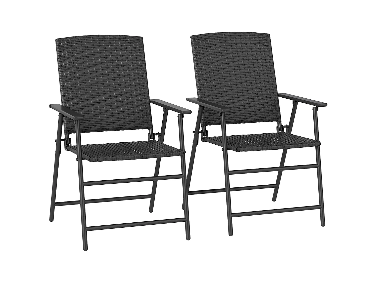 Luvaka Nene Black Rattan Folding Garden Chairs Set of 2