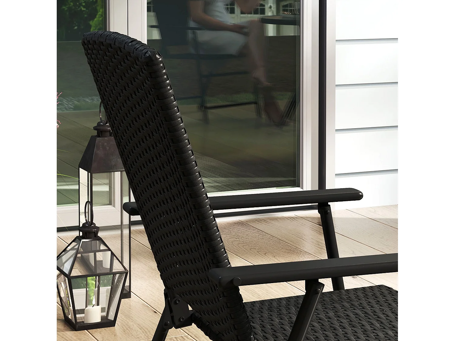 Luvaka Nene Black Rattan Folding Garden Chairs Set of 2