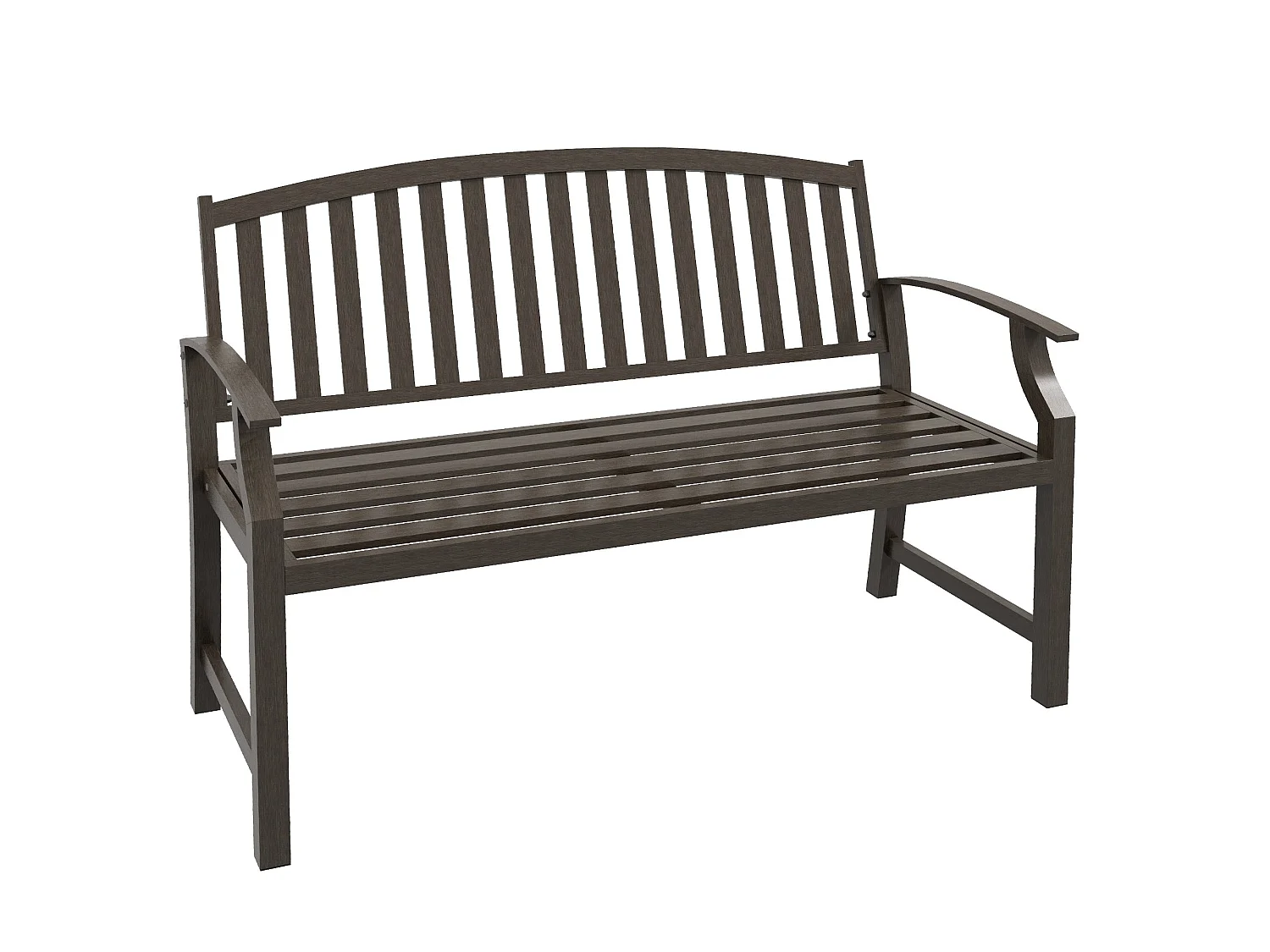 Lilu Metal 2 Seater Outdoor Garden Bench Brown Slatted Frame