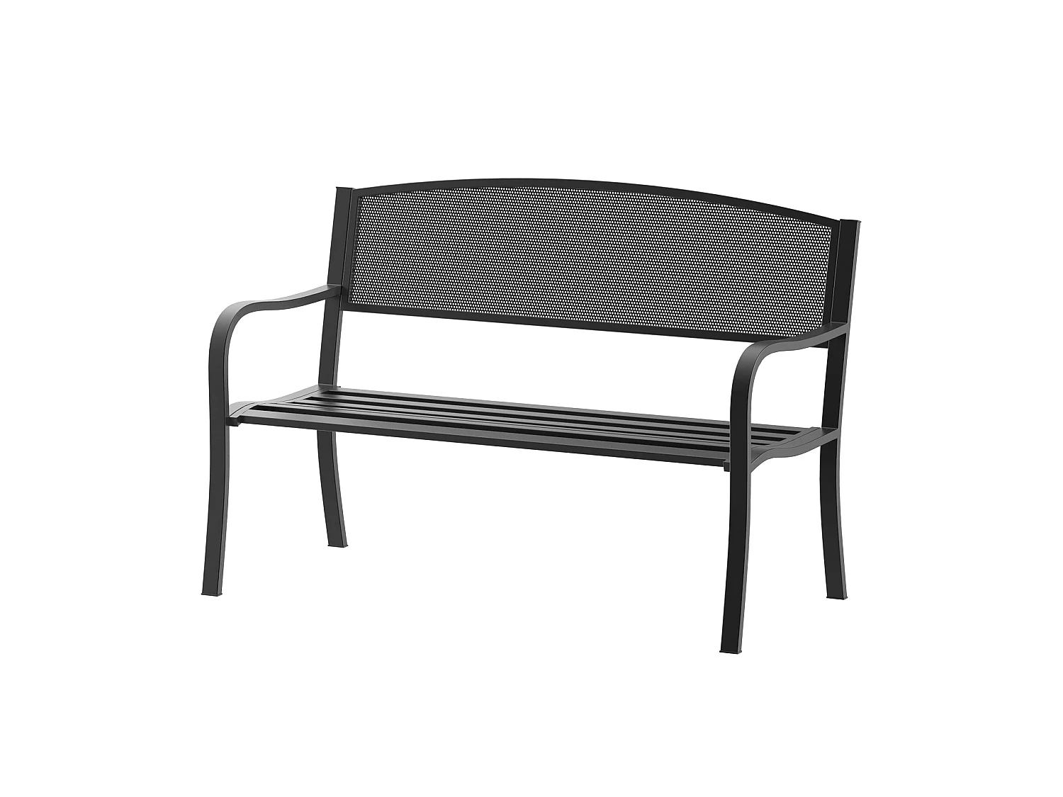 Zirila 2 Seater Steel Outdoor Garden Bench Black Mesh Antique Inspired