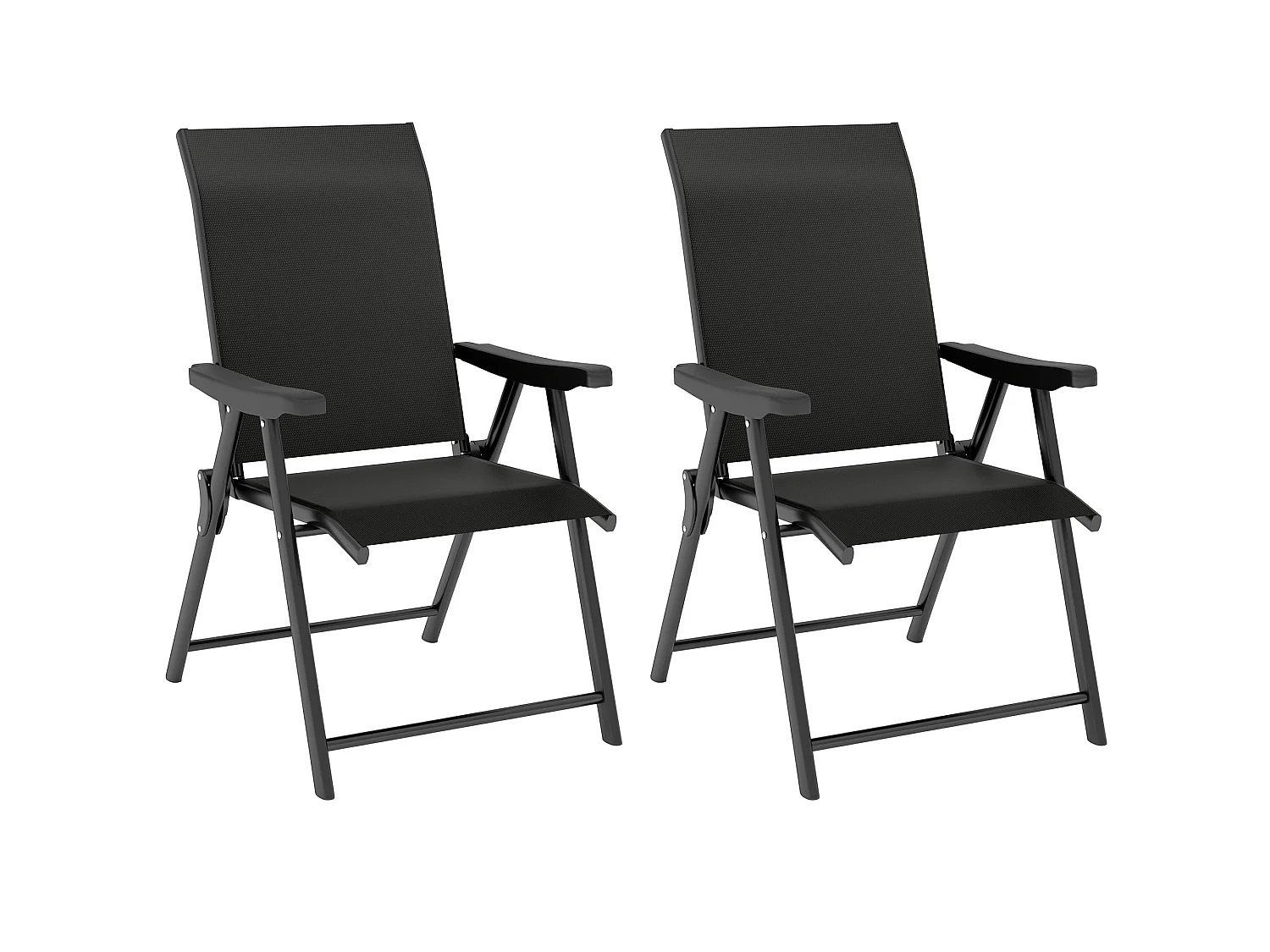 Sopazzi Set of 2 Black Folding Outdoor Chairs with Armrests