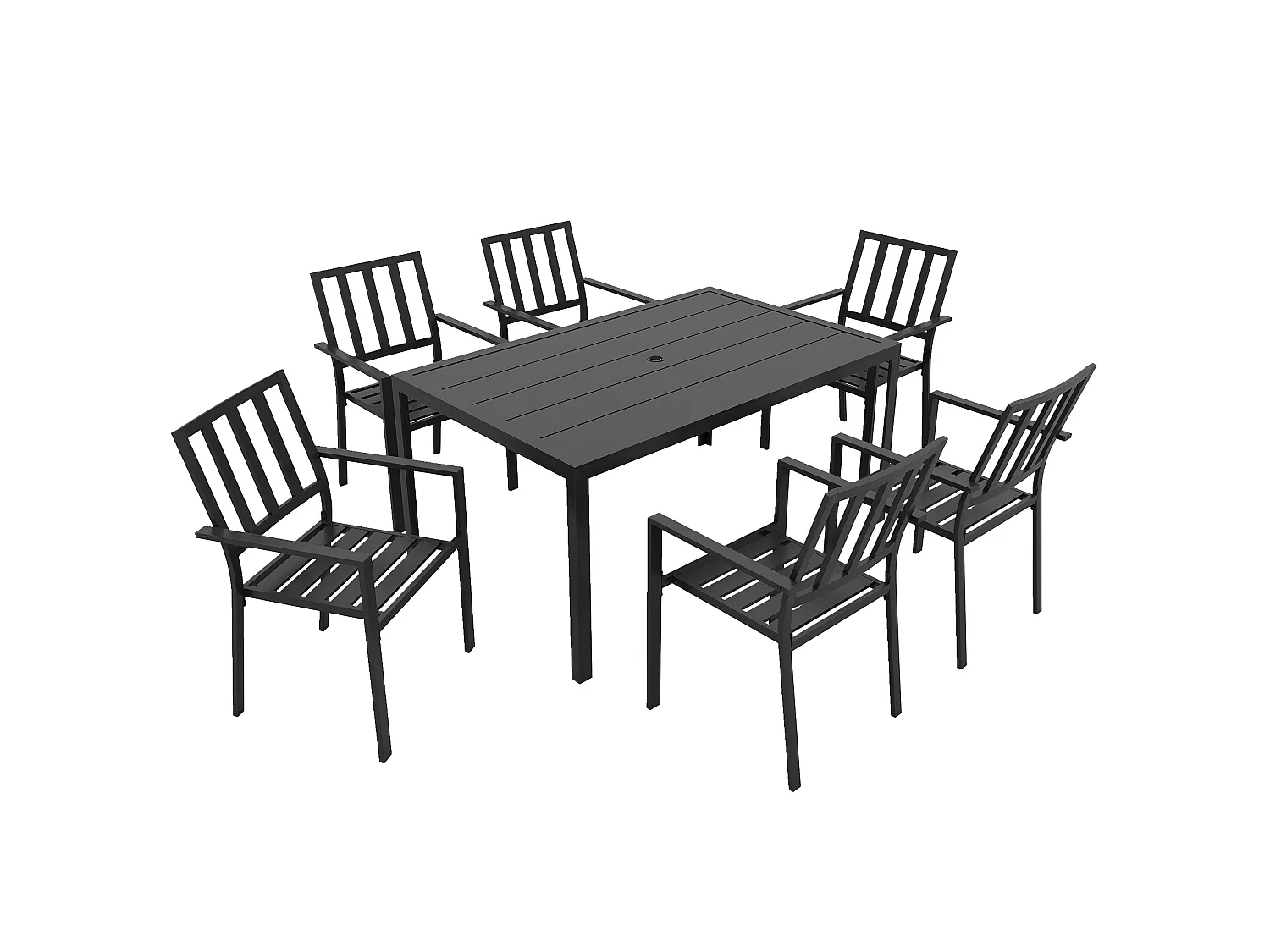 Tatare 6 Seater Metal Garden Dining Set with Parasol Hole