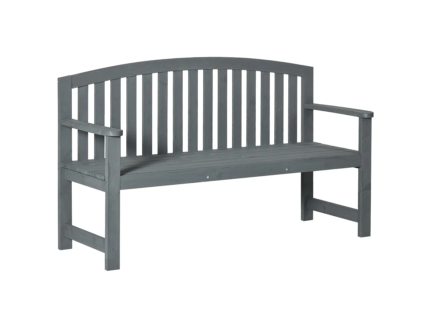 Tola 143cm Grey Fir Wood 2 Seater Garden Bench with Armrests Slatted Frame