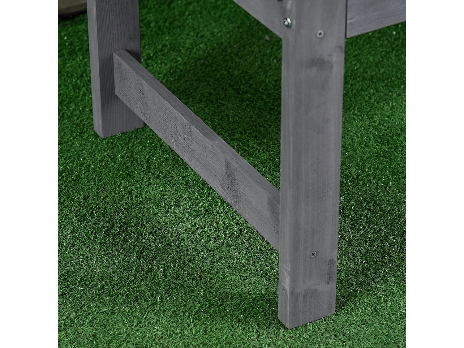 Tola 143cm Grey Fir Wood 2 Seater Garden Bench with Armrests Slatted Frame