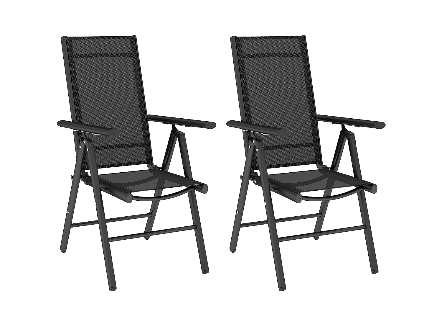 Costare Set of 2 Black Aluminium Folding Garden Dining Chairs with Breathable Mesh
