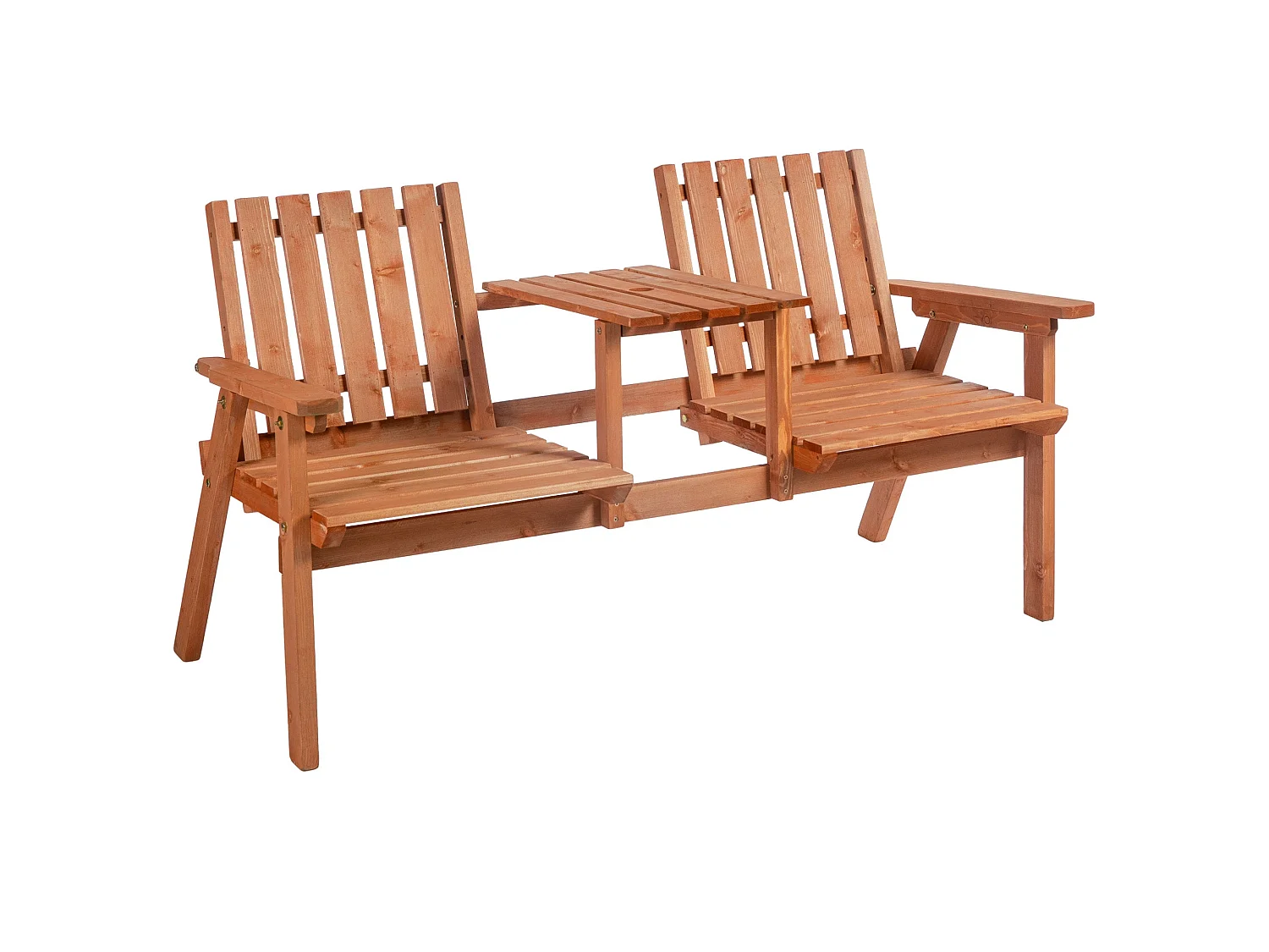Hasa Fir Wood 2 Seater Garden Bench with Integrated Centre Table
