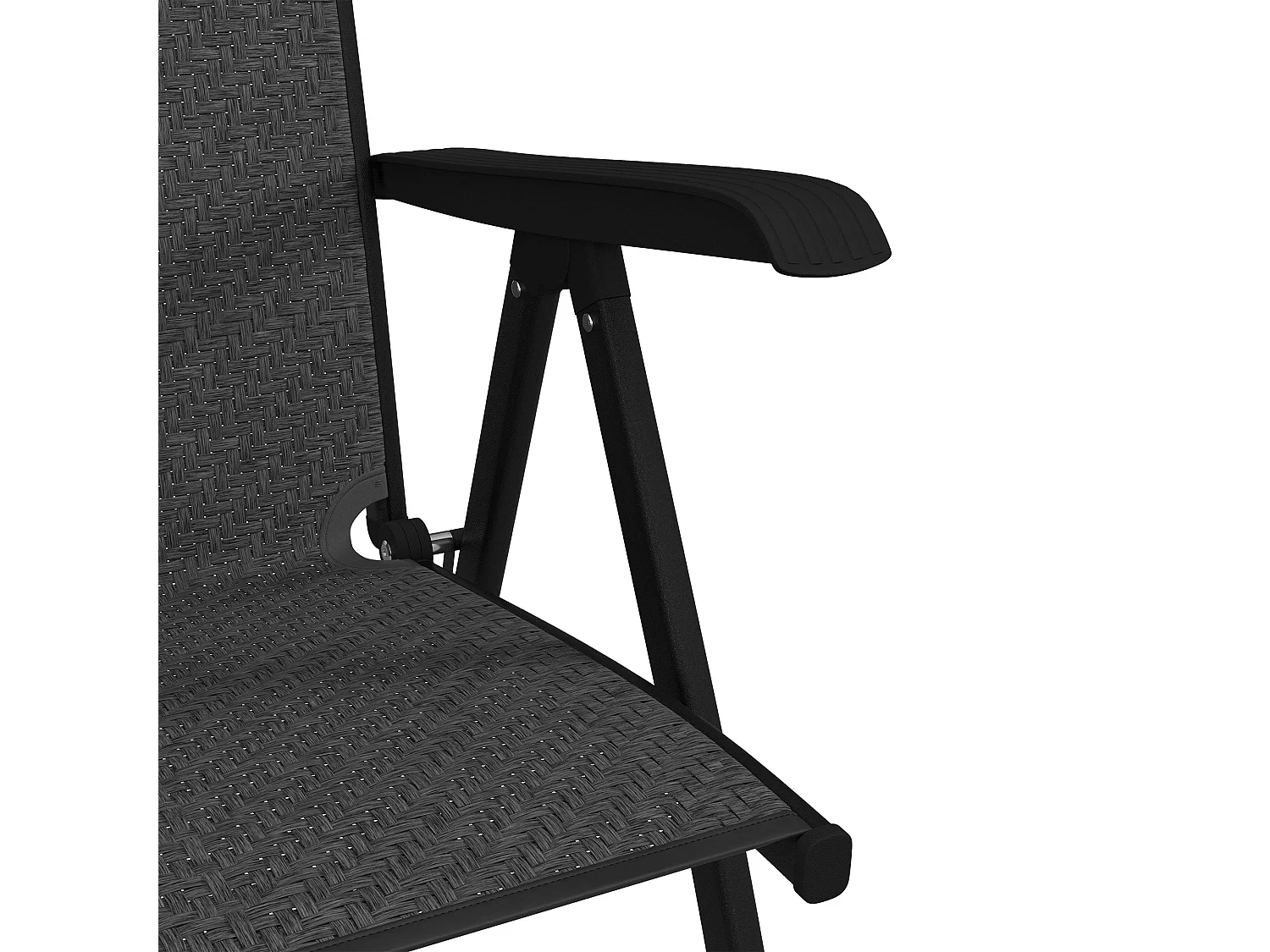 Set of 2 Grey Folding Garden Chairs Powder Coated Steel PE Rattan 7 Position Recline