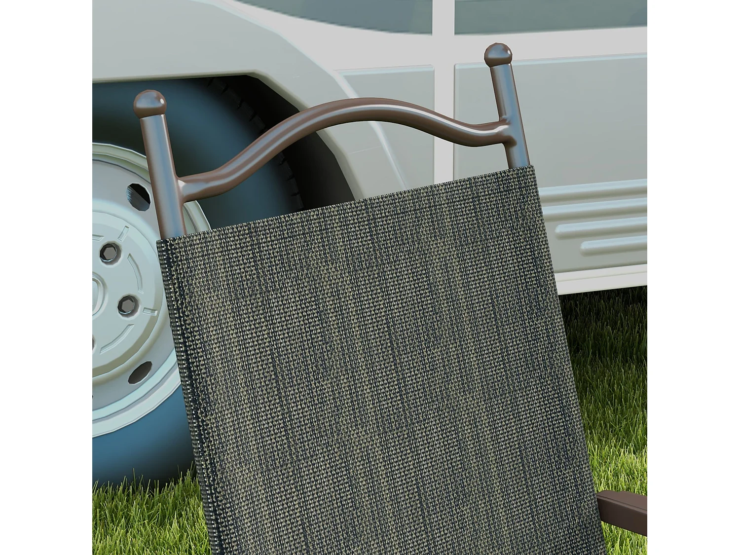 Set of 2 Dark Brown Folding Garden Chairs Powder Coated Steel Frame Mesh Fabric Seats