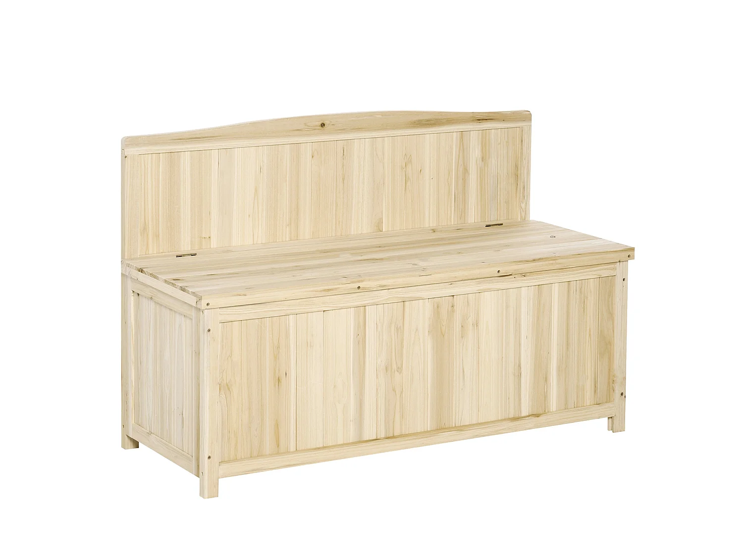 Venamo Natural Fir Wood Outdoor Storage Bench with Lift Up Seat 2 Seater