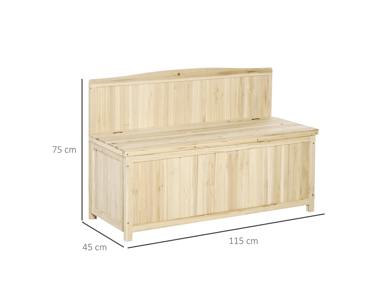 Venamo Natural Fir Wood Outdoor Storage Bench with Lift Up Seat 2 Seater