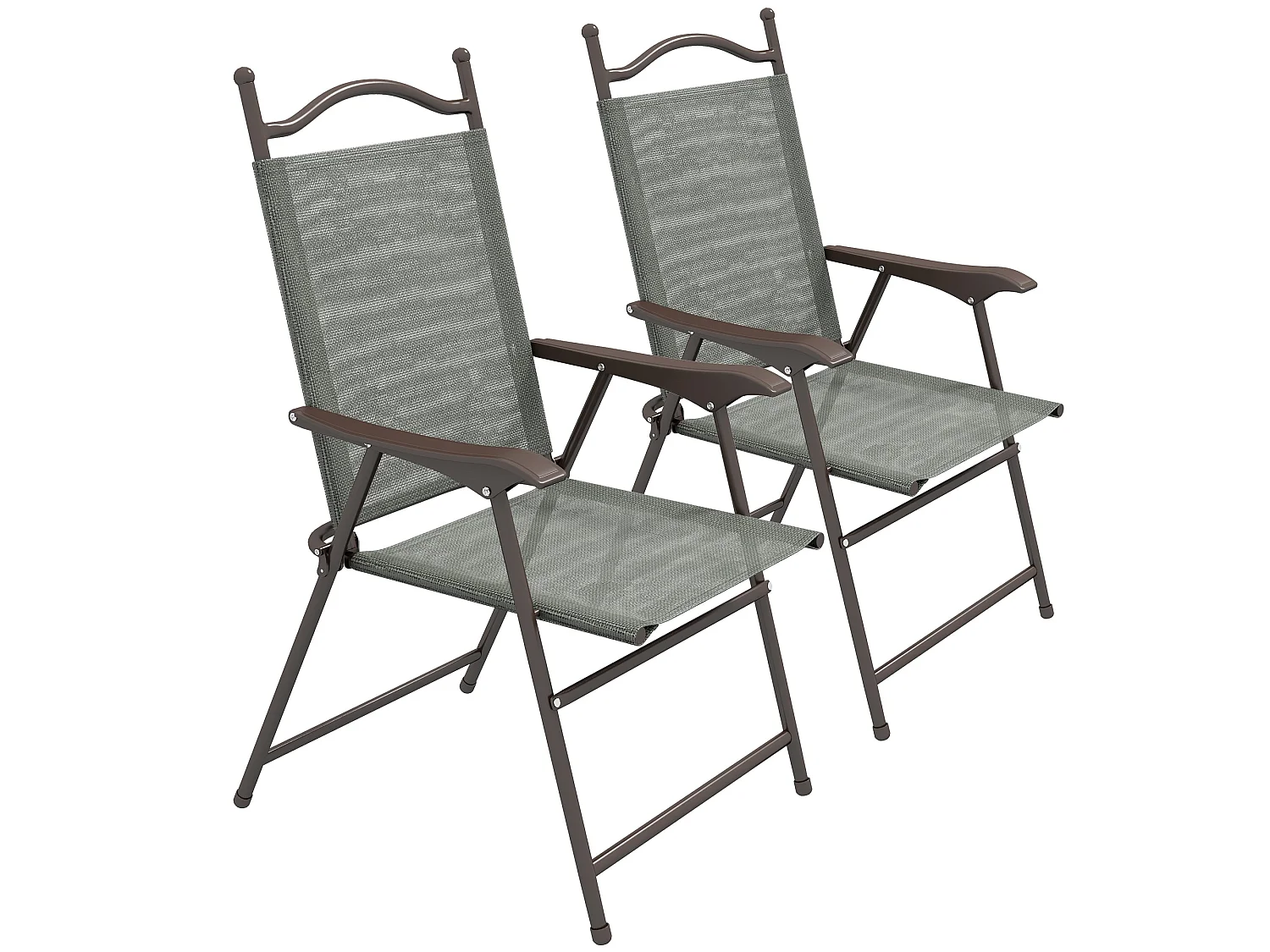 Rone Bari Set of 2 Dark Grey Folding Garden Chairs with Fabric Mesh Seats