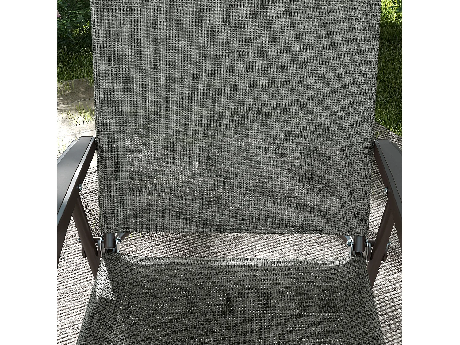 Rone Bari Set of 2 Dark Grey Folding Garden Chairs with Fabric Mesh Seats