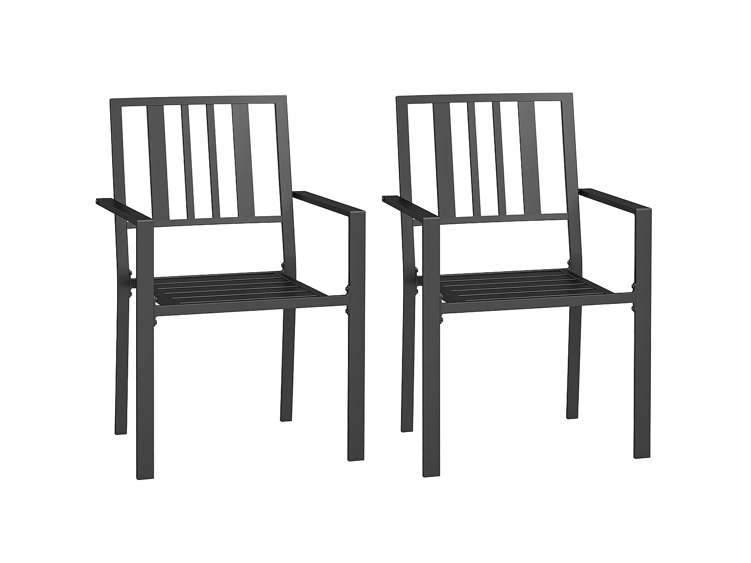 Moyolo Set of 2 Black Metal Minimalist Outdoor Garden Chairs