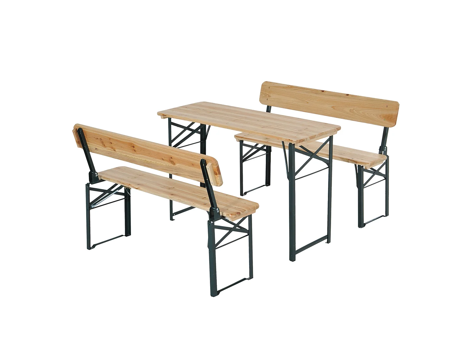 Mamoni Portable Folding Picnic Table With 2 Benches Natural Wood