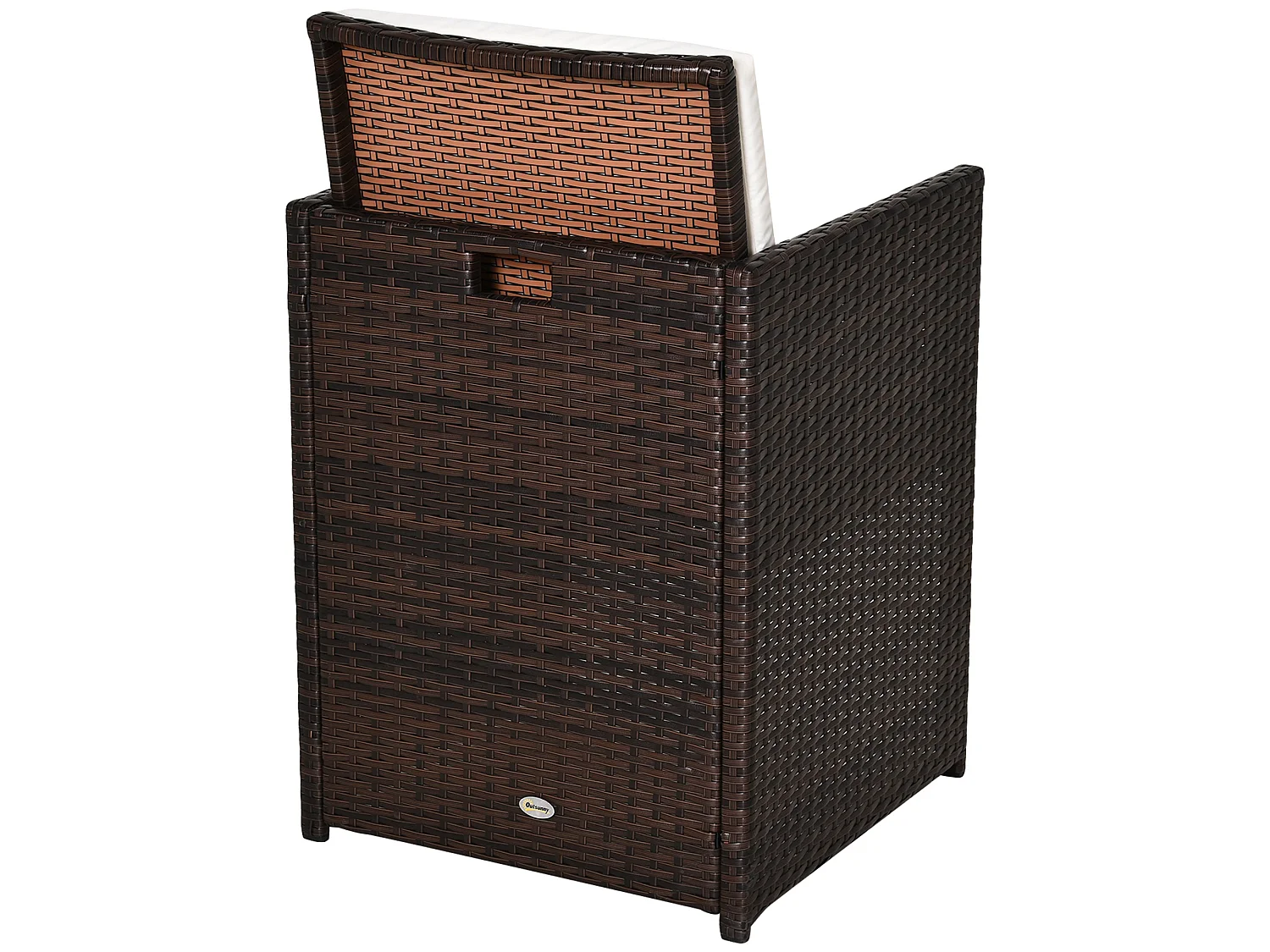 Nevaní Brown 2 Seater Cube Rattan Garden Dining Set with Armchairs Stools and Rectangular Glass Table