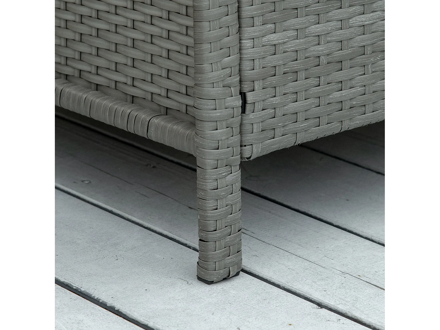 Reha 3 Piece Rattan Style Bistro Set Light Grey 2 Cushioned Armchairs with 2 Tier Glass Table