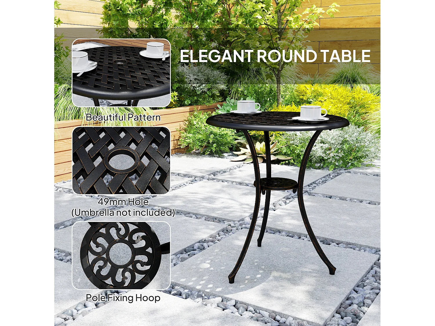 Haloco 3 Piece Bronze Tone Cast Aluminium Garden Bistro Set 2 Armchairs with Round Table