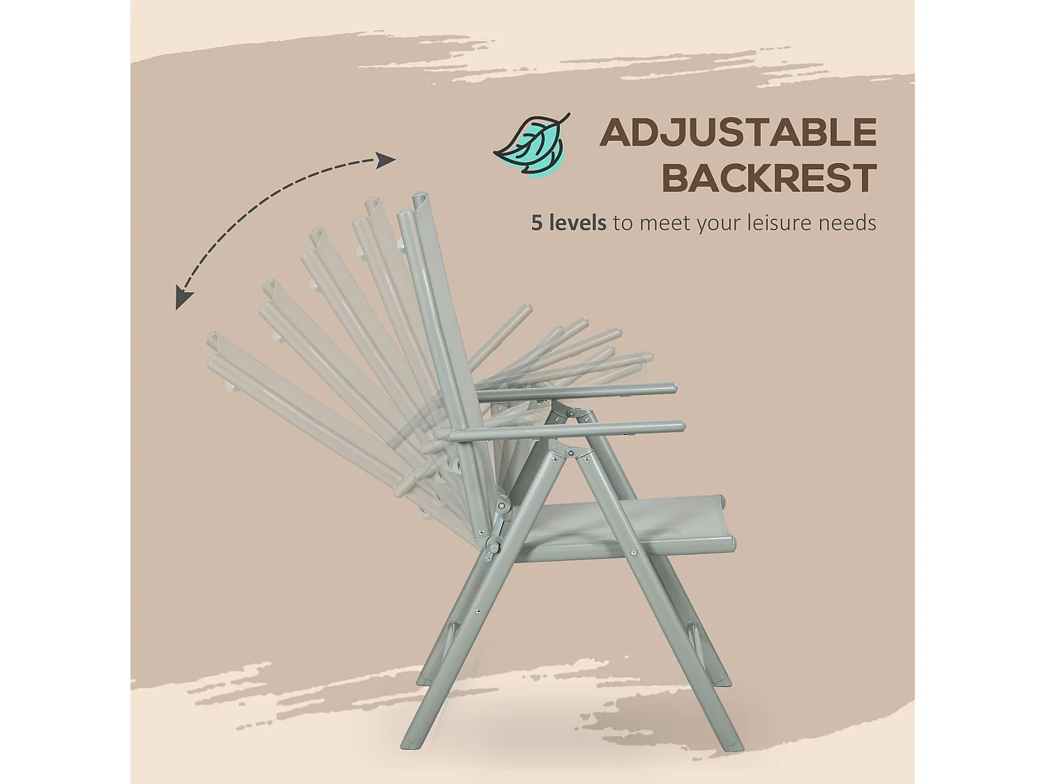 Pasano 7 Piece Garden Dining Set Grey Tempered Glass Table with 6 Folding Reclining Mesh Chairs