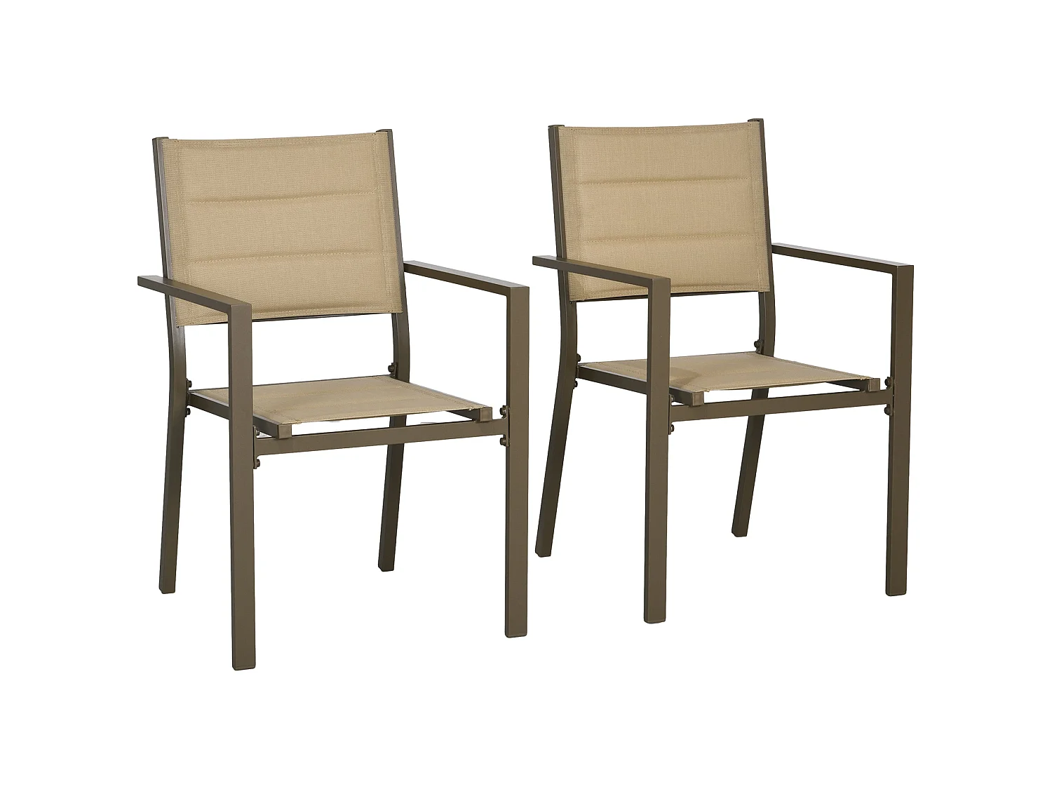 Batomi Set of 2 Khaki Aluminium Stackable Outdoor Garden Chairs