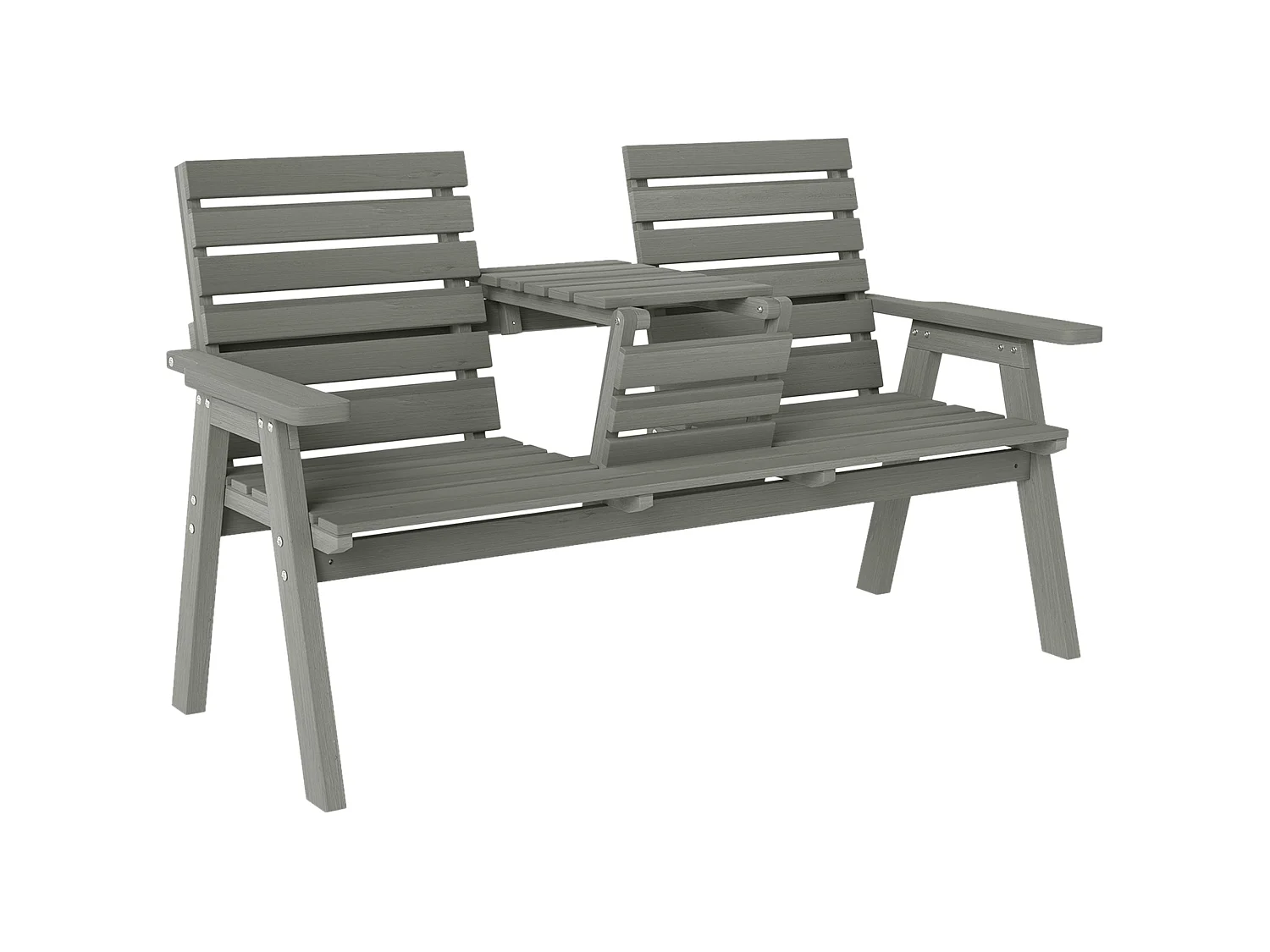 Loke Grey Fir Wood Convertible Outdoor Bench 2 to 3 Seat Expanding Design