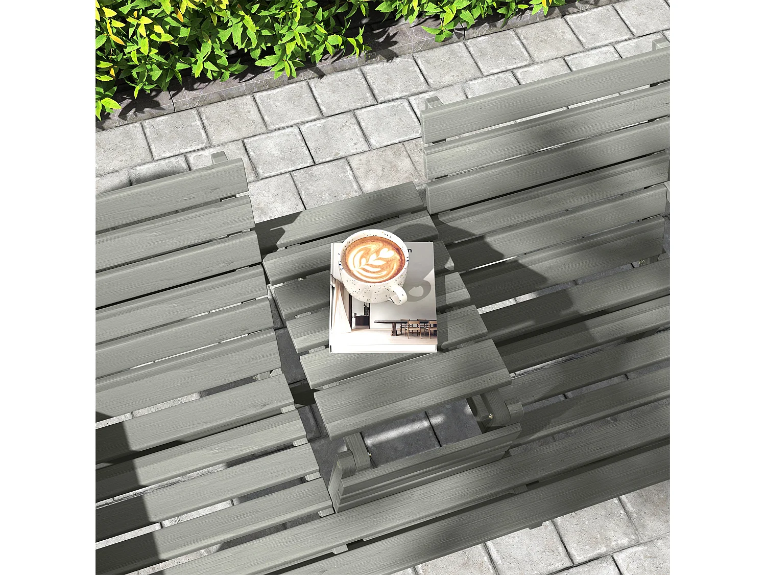 Loke Grey Fir Wood Convertible Outdoor Bench 2 to 3 Seat Expanding Design