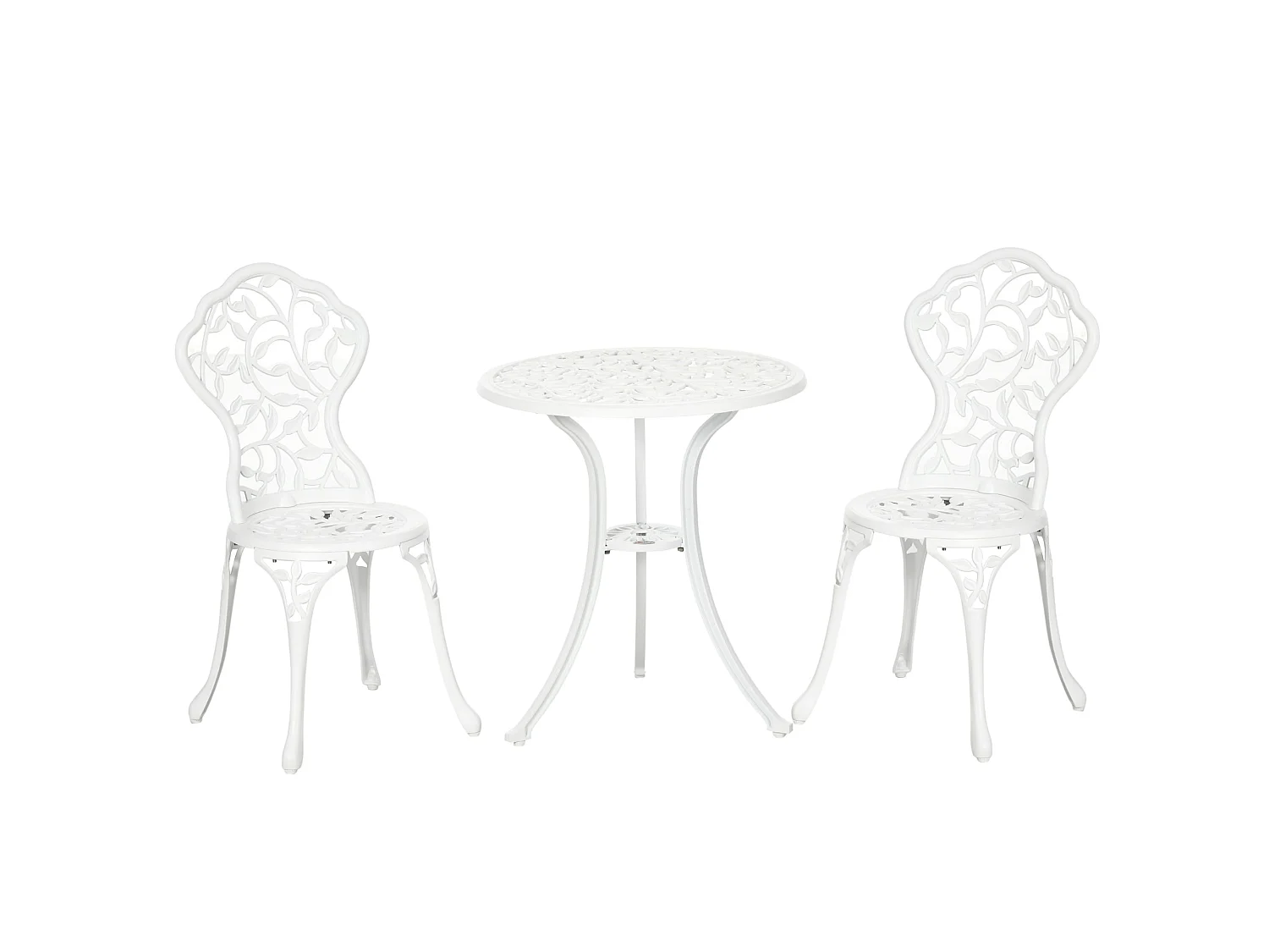 Karipa Cast Aluminium White 3 Piece Floral Bistro Dining Set