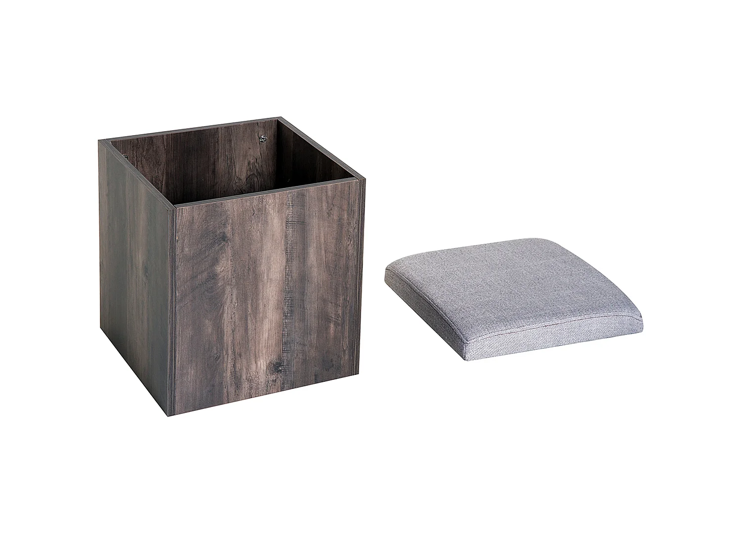 Nobael 5 Piece Dining Set Square Wood Grain Table with 4 Grey Storage Ottomans