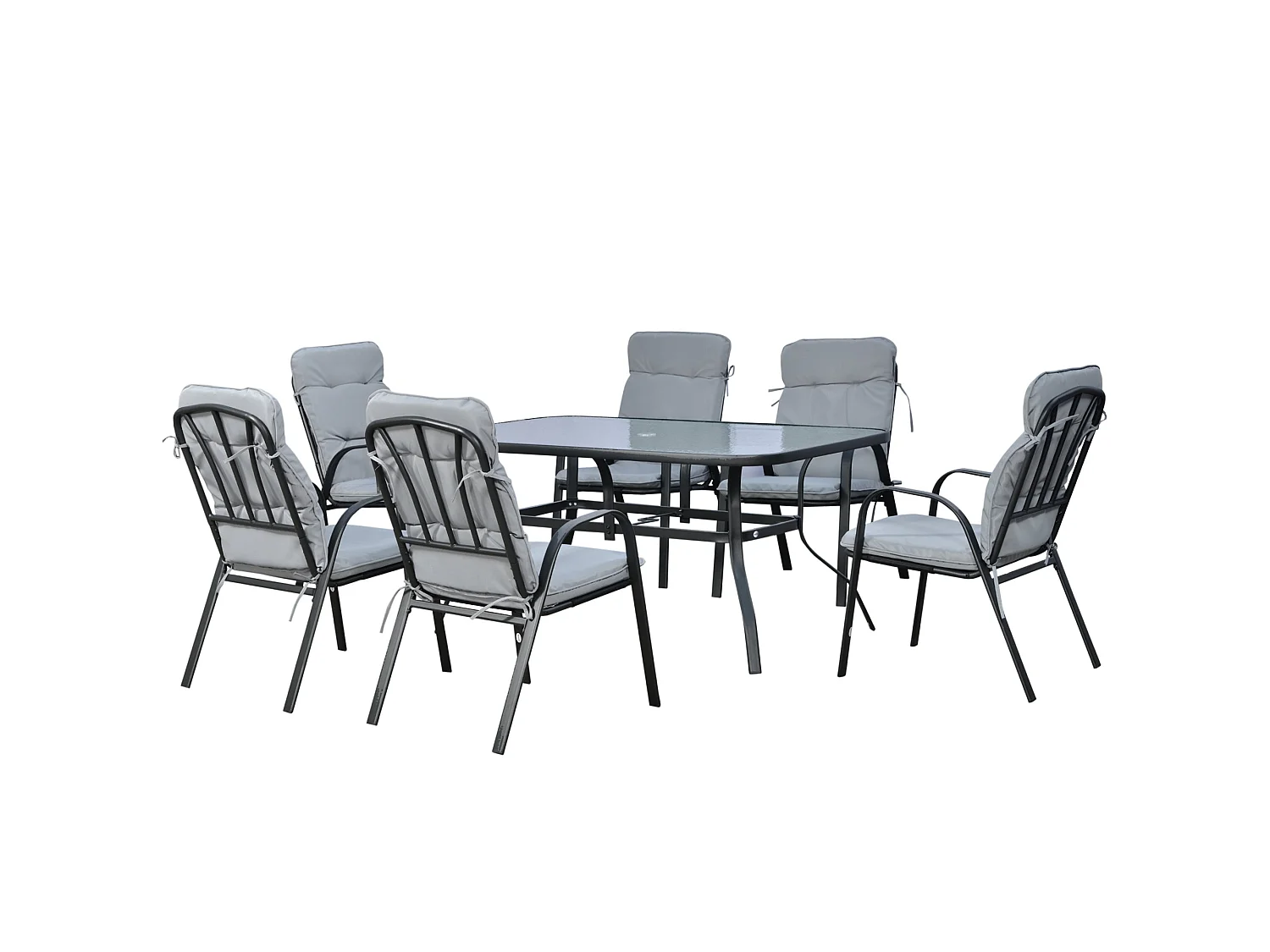 Luraha Light Grey 6 Seater Garden Dining Set with Cushions