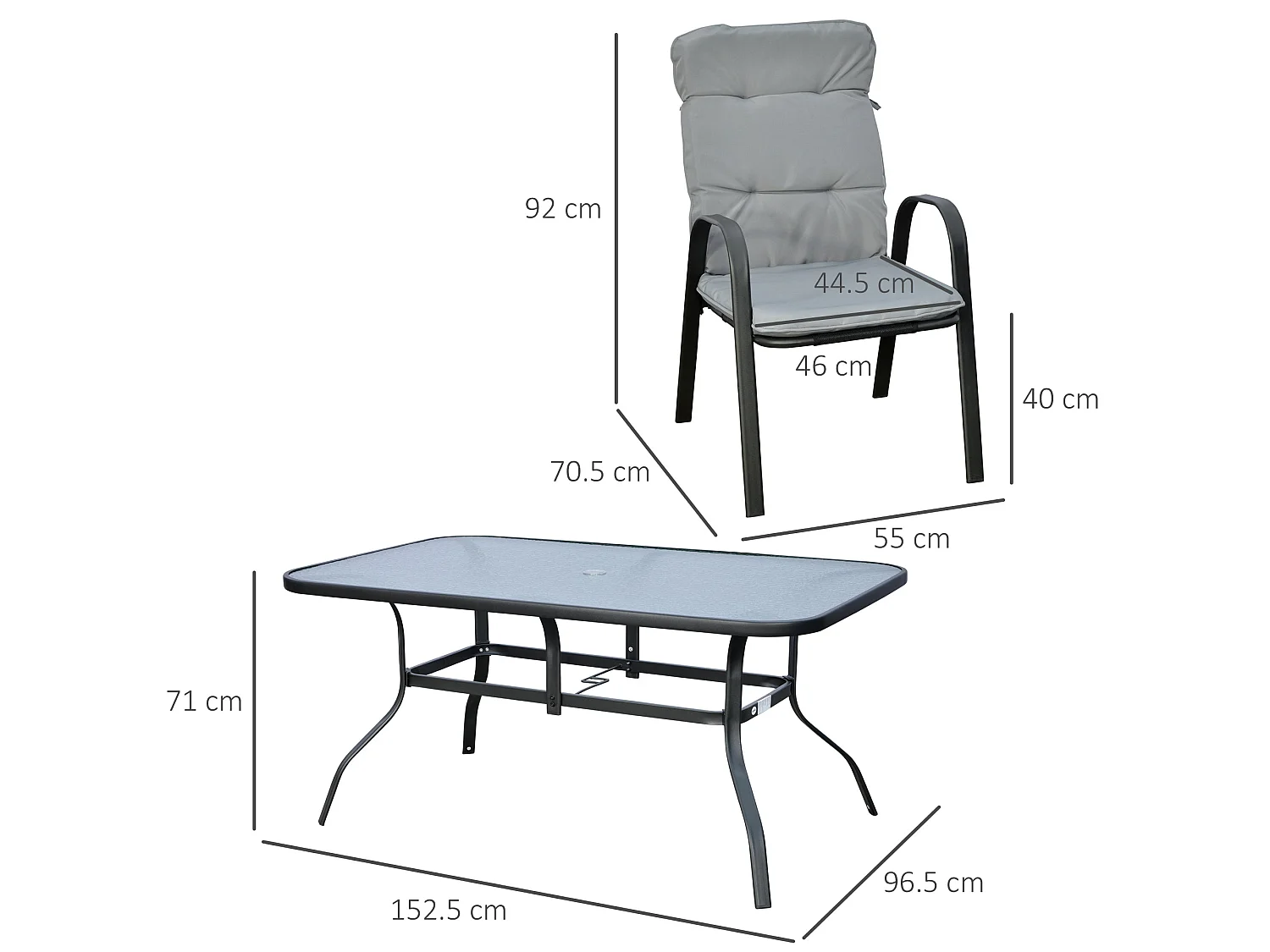 Luraha Light Grey 6 Seater Garden Dining Set with Cushions