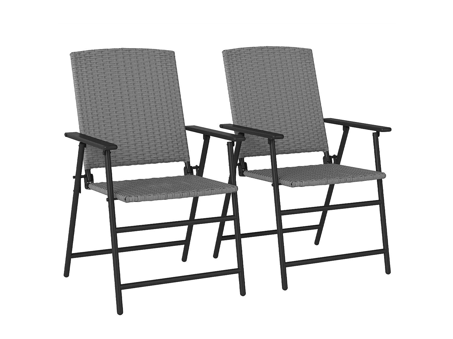 Yoriha Grey Rattan Folding Garden Chairs Set of 2