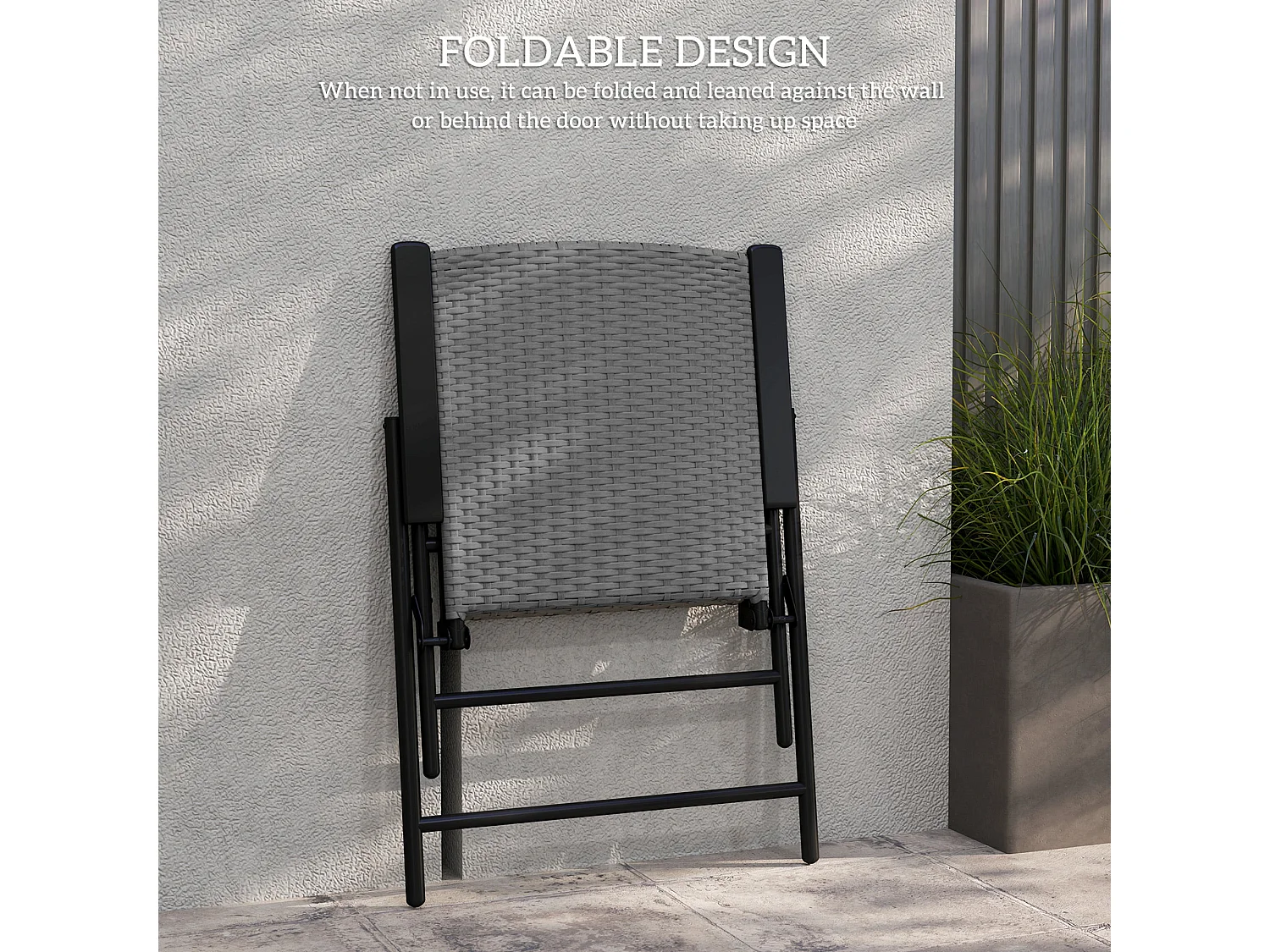 Yoriha Grey Rattan Folding Garden Chairs Set of 2