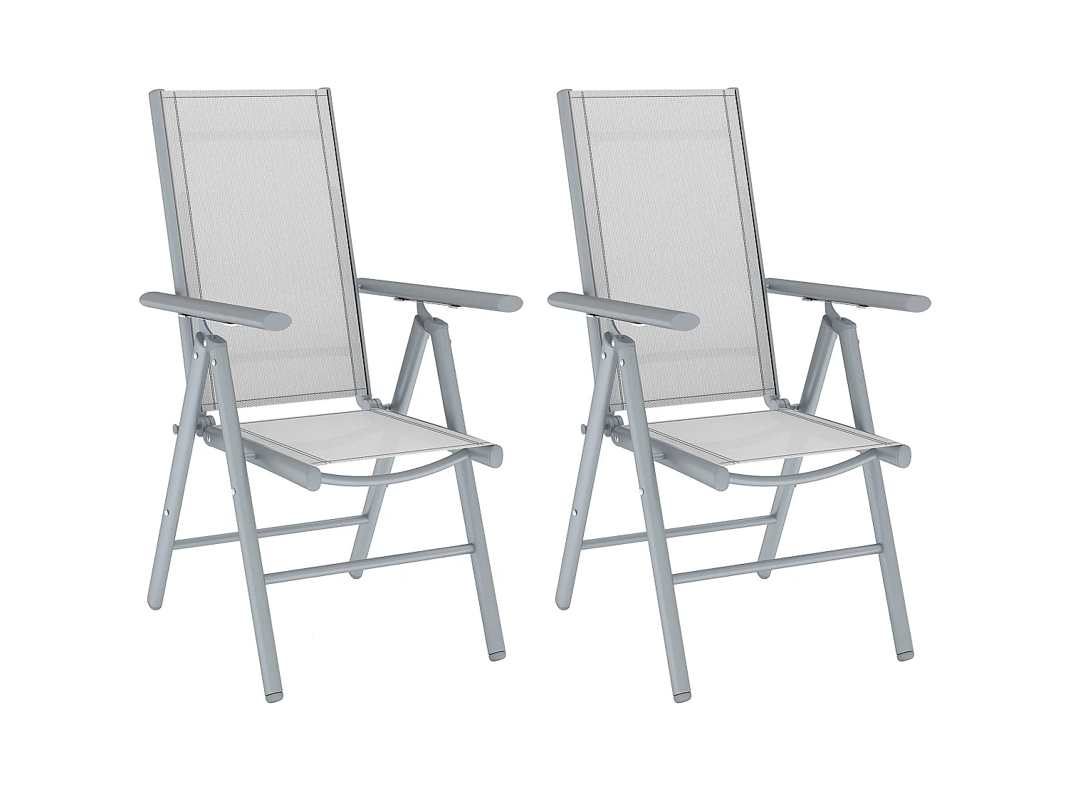 Mina Set of 2 Light Grey Aluminium Folding Outdoor Dining Chairs with Breathable Mesh