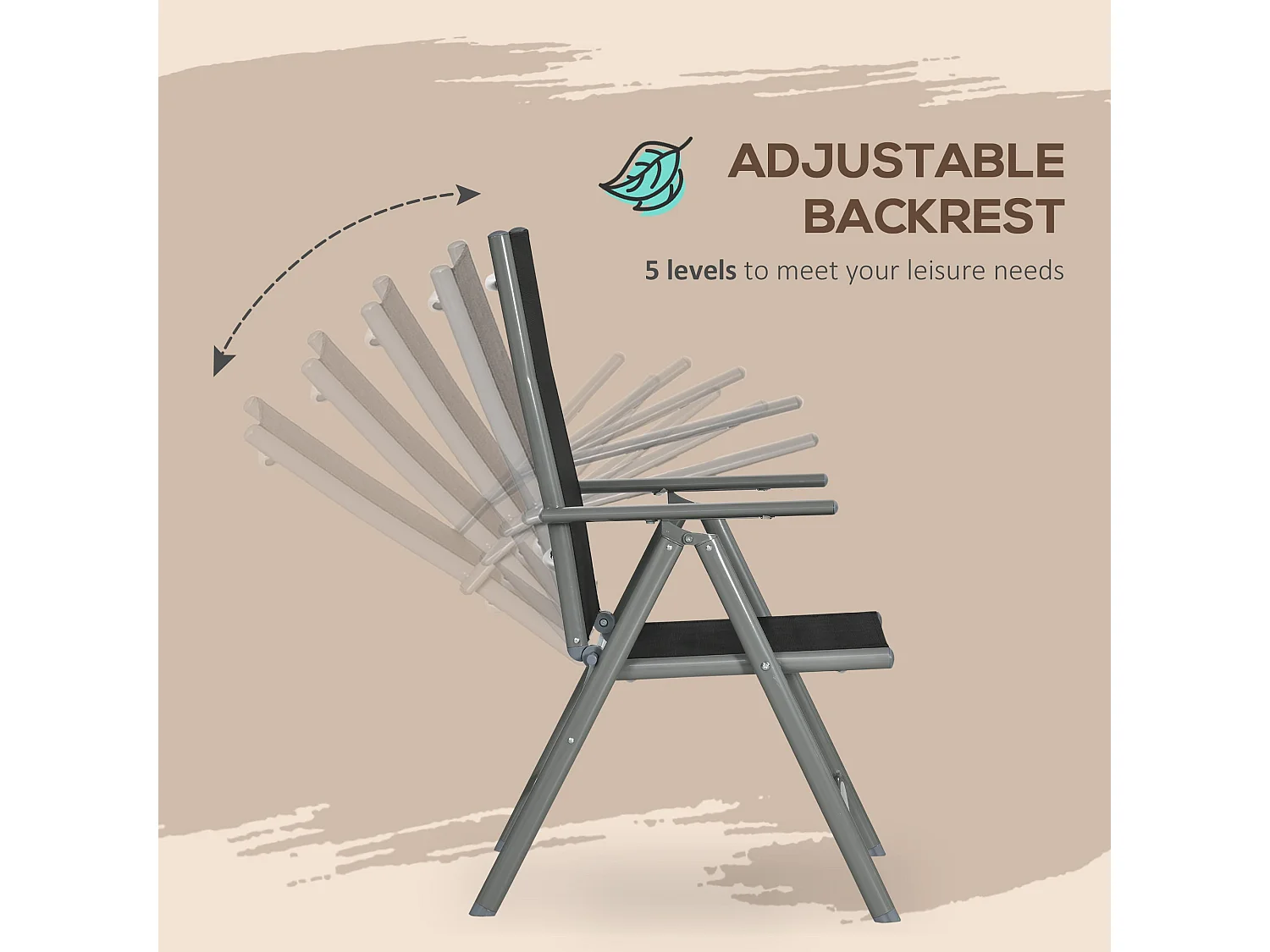 Lule 6 Seater Aluminium Garden Dining Set Folding Texteline Chairs and Tempered Glass Table