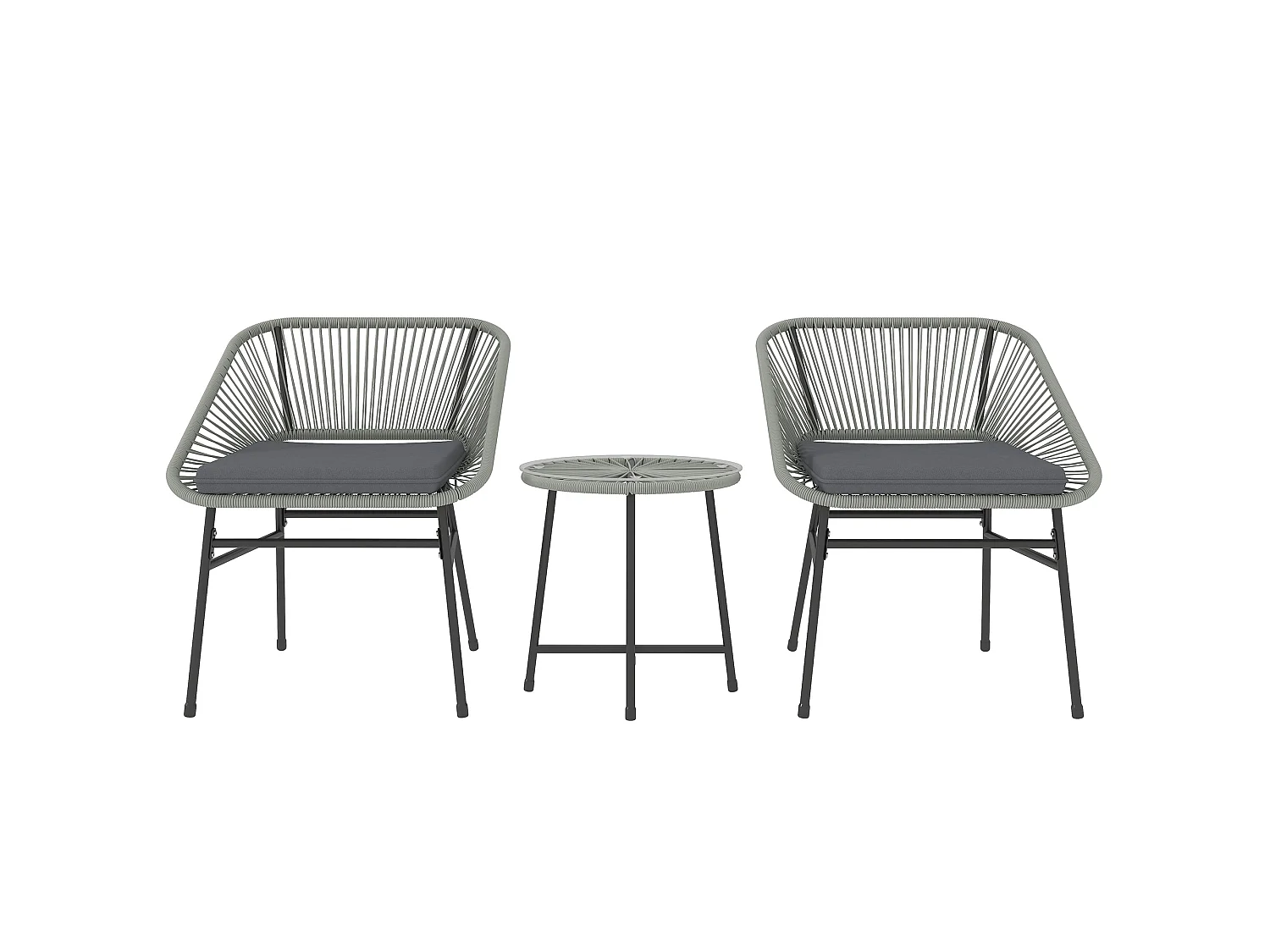 Sorino 3 Piece Rattan Bistro Set Light Grey with Glass Table